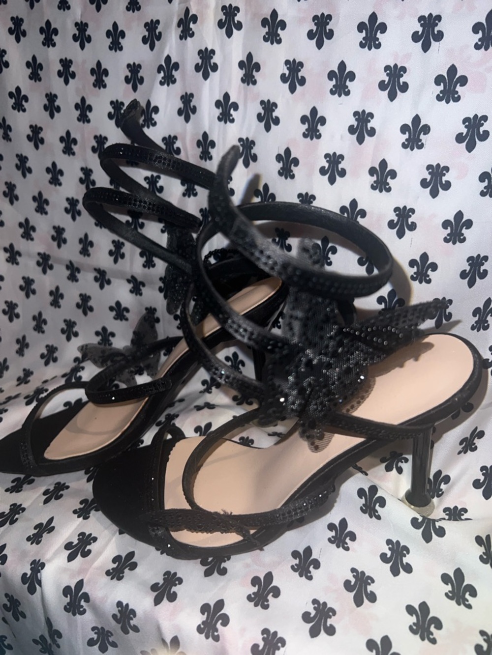 Elegant Black Strappy Heeled Sandals